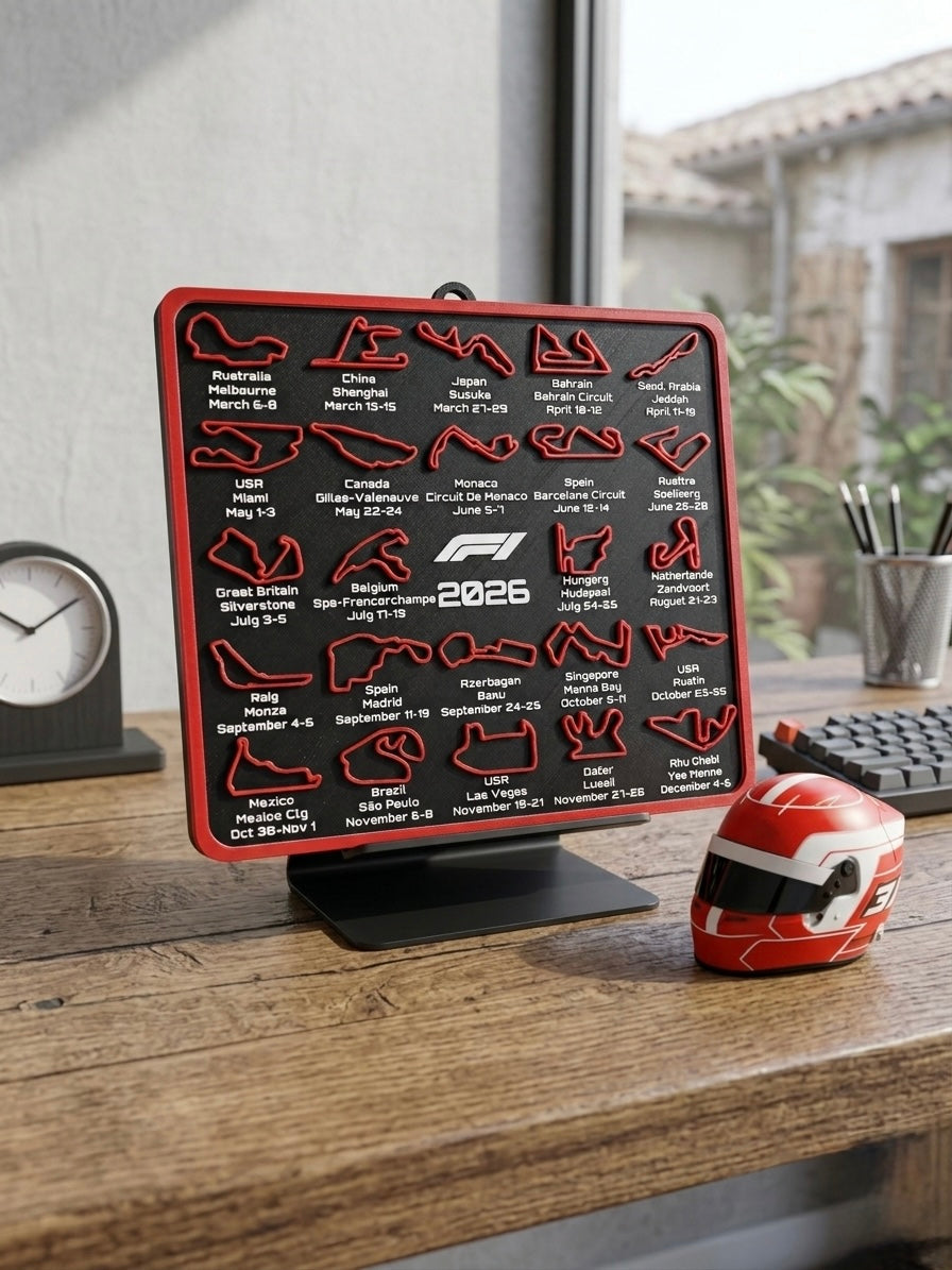 F1 2026 3D Takvim Tablo 25*25 cm