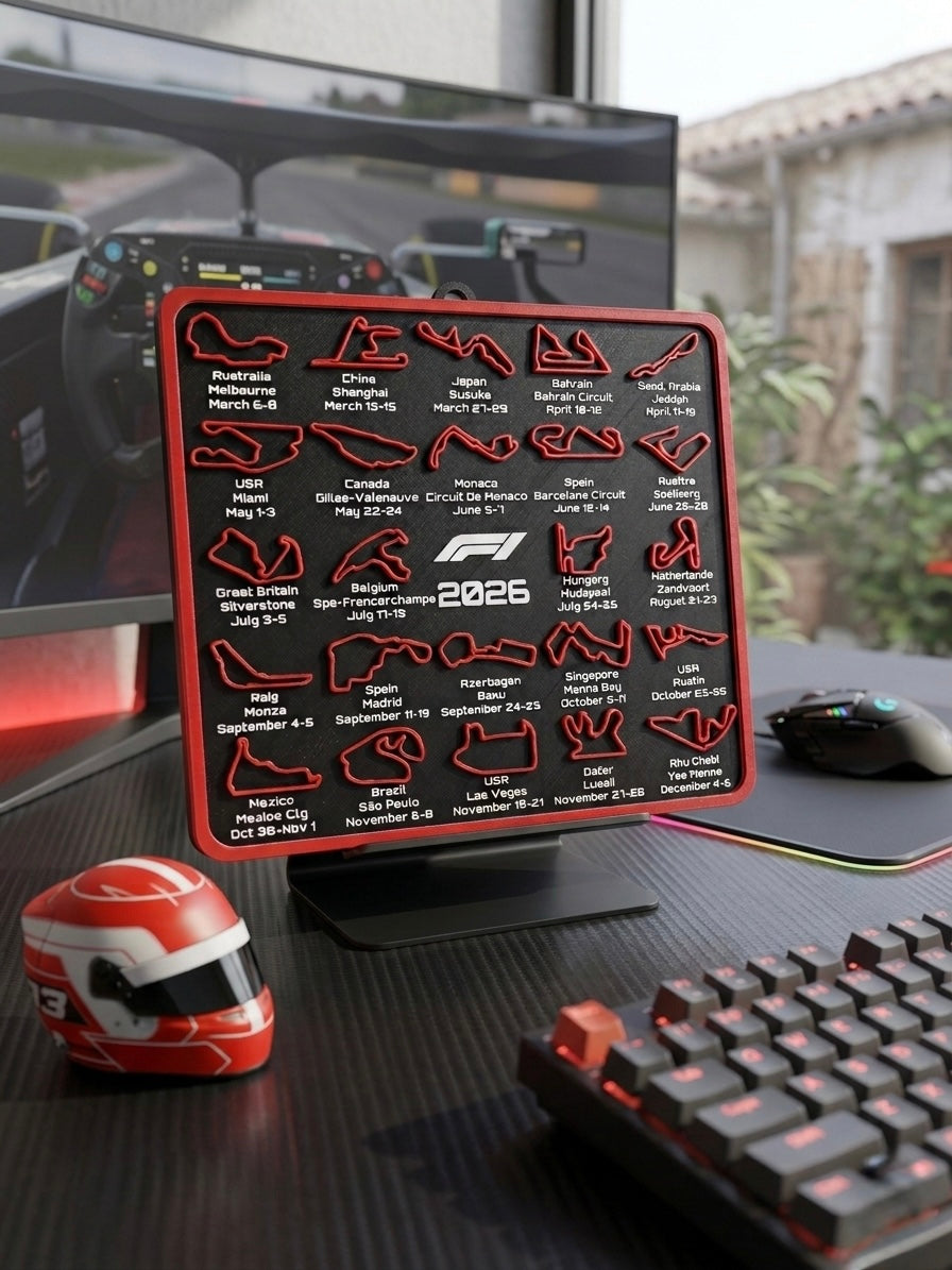 F1 2026 3D Takvim Tablo 25*25 cm